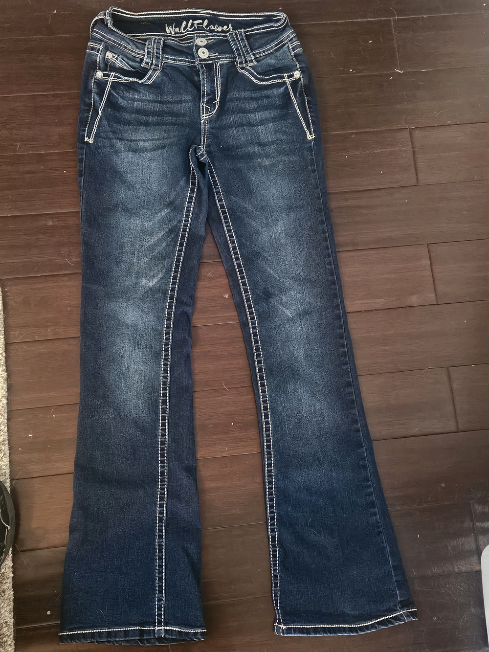 Wallflower Women's Dark Indigo Wide Leg Jeans - Picture 1 of 7
